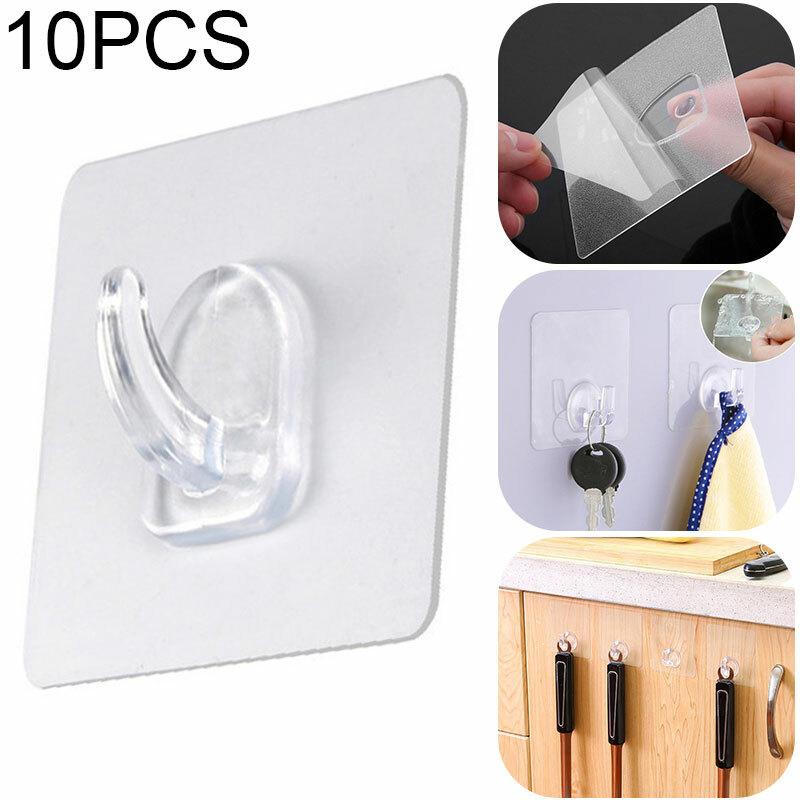 10Pcs/Pack Hooks Transparent Anti-skid Traceless Horn Shape Reusable PVC Clear Strong Sticky Wall Hook