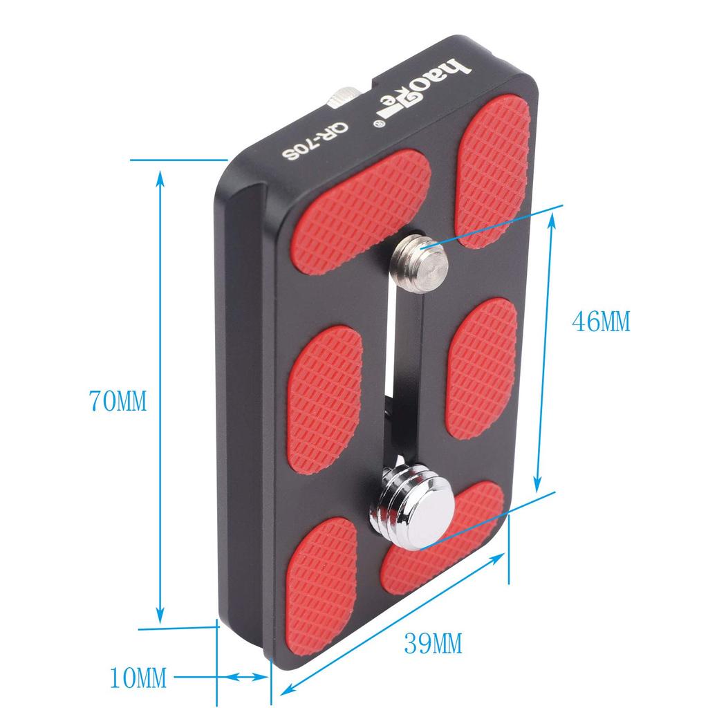 Haoge Tripod Arca Plate 70mm Universal Arca Swiss Quick Release Plate for Tripod Ball Stainless Steel inch and inch QR-70S Head, Hand-Adjustable