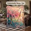 Black Rose Elegance Theme Throw Blanket Custom Name Text Personalized Blanket Soft Cozy Blanket for Home Sofa Bed