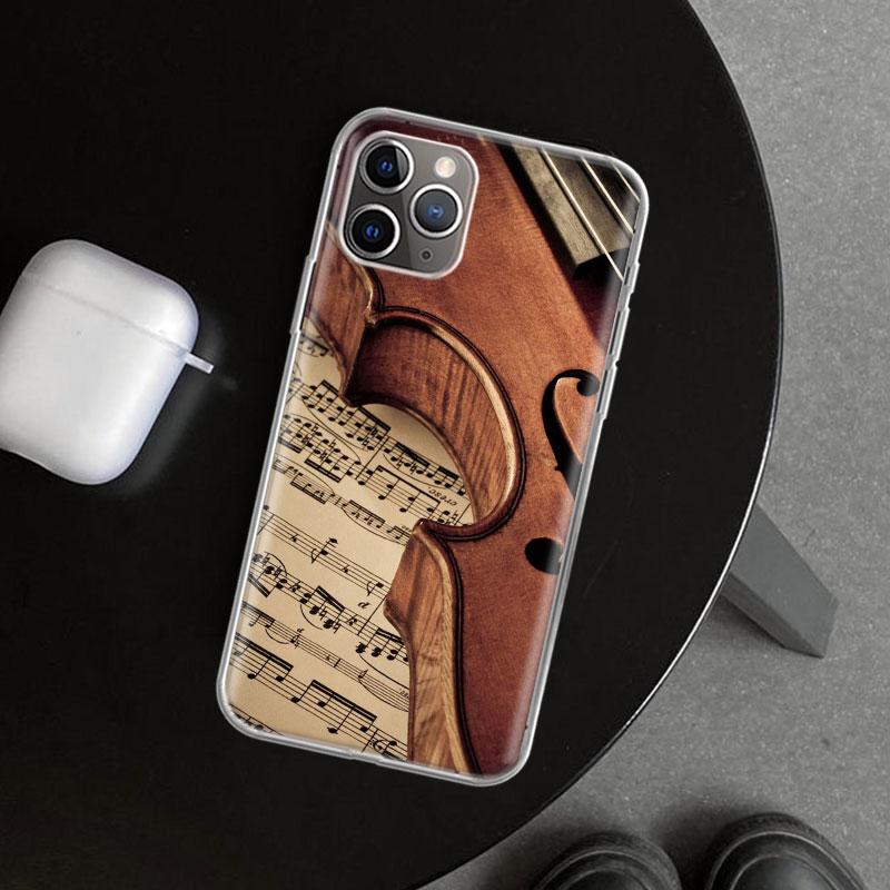 Music Violin Phone Case Cover for iPhone 11 12 13 Mini 14 15 Plus 16 Pro Max 17 Air 7 8 + SE Art Customized Fundas 11 12 13 Mini
