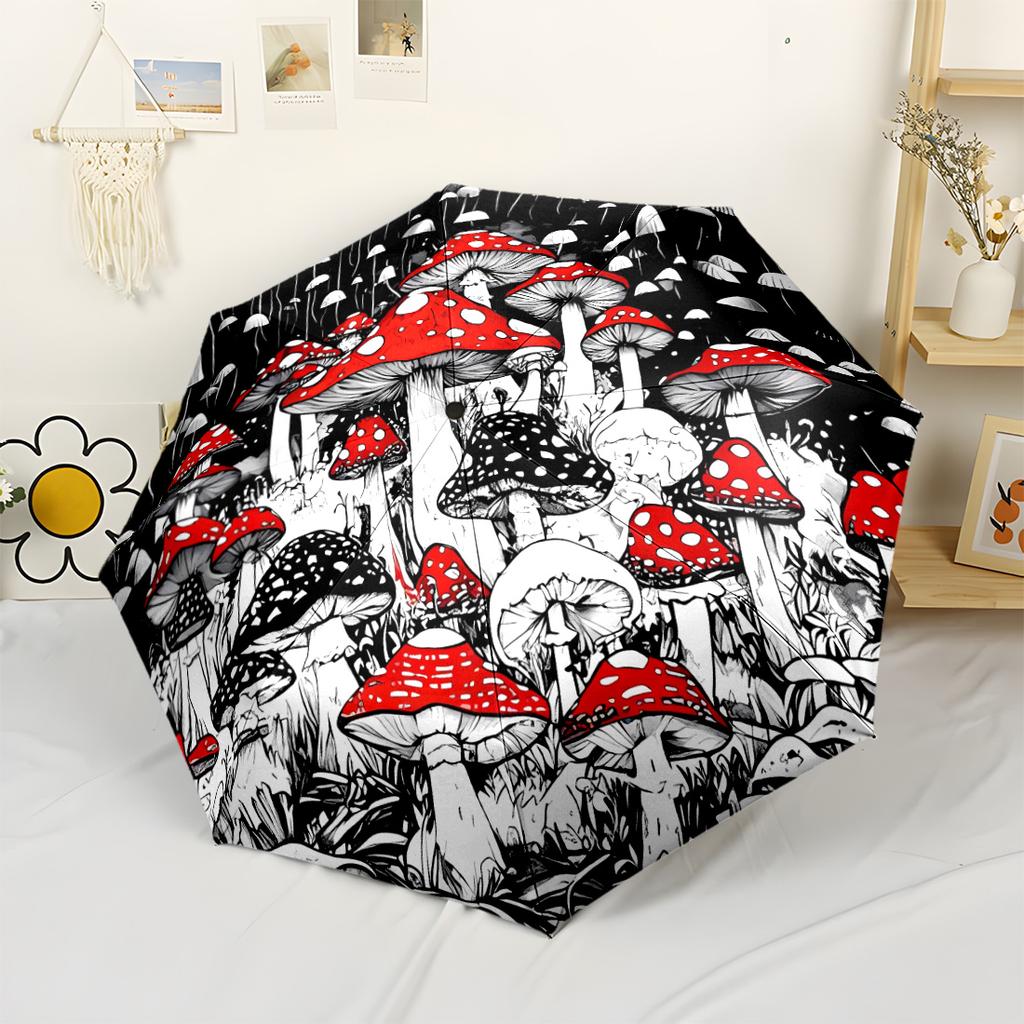 Mystic Forest Mushrooms Glow 8 Ribs Compact Design Perfect for Outdoor Adventures Outdoor Accessory