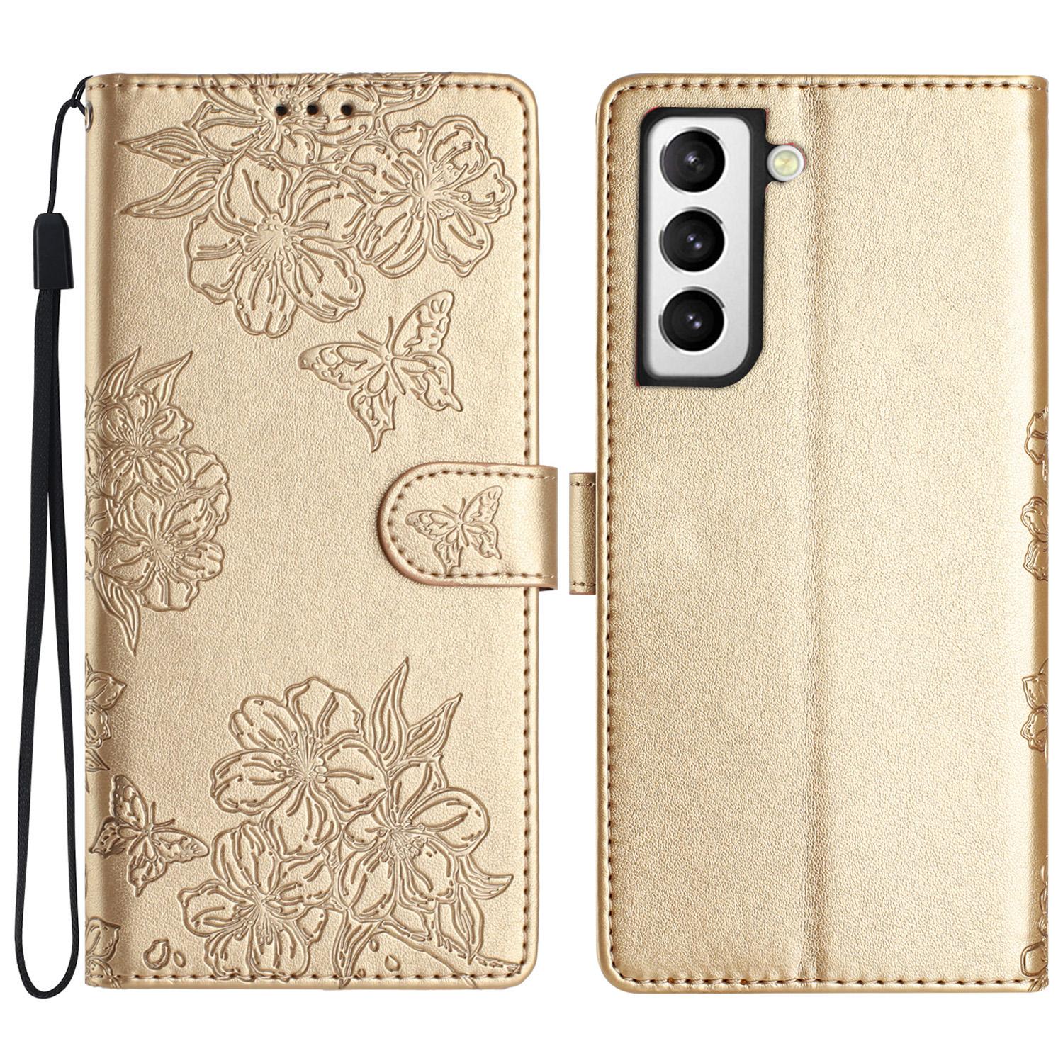 

For Samsung Galaxy S21+ 5G Wholesale Phone Shell PU Leather Imprinted Pattern Wallet Phone Cover Gold