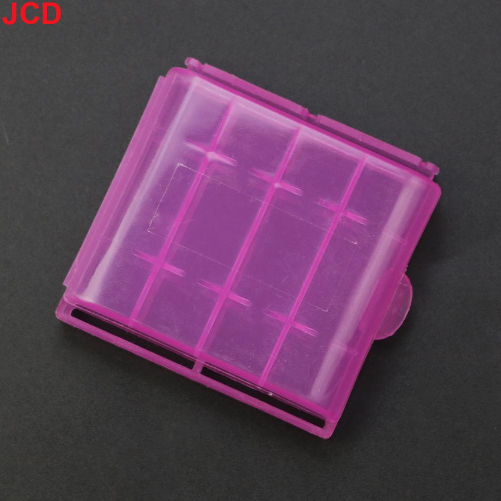 JCD 5pc Colorful Plastic Battery Holder Case 4 AA AAA Hard Plastic Storage Box Cover for 14500 10440 Battery Organizer Container