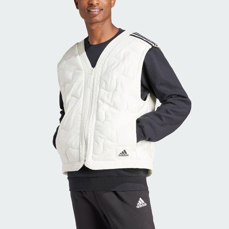 adidas Nuganic Hafif Yalıtımlı Ceket Renk Bloklu V Yaka Fermuarlı Spor Yeleği Erkek Ceketleri Han-Yeşim-Beyaz IS1263