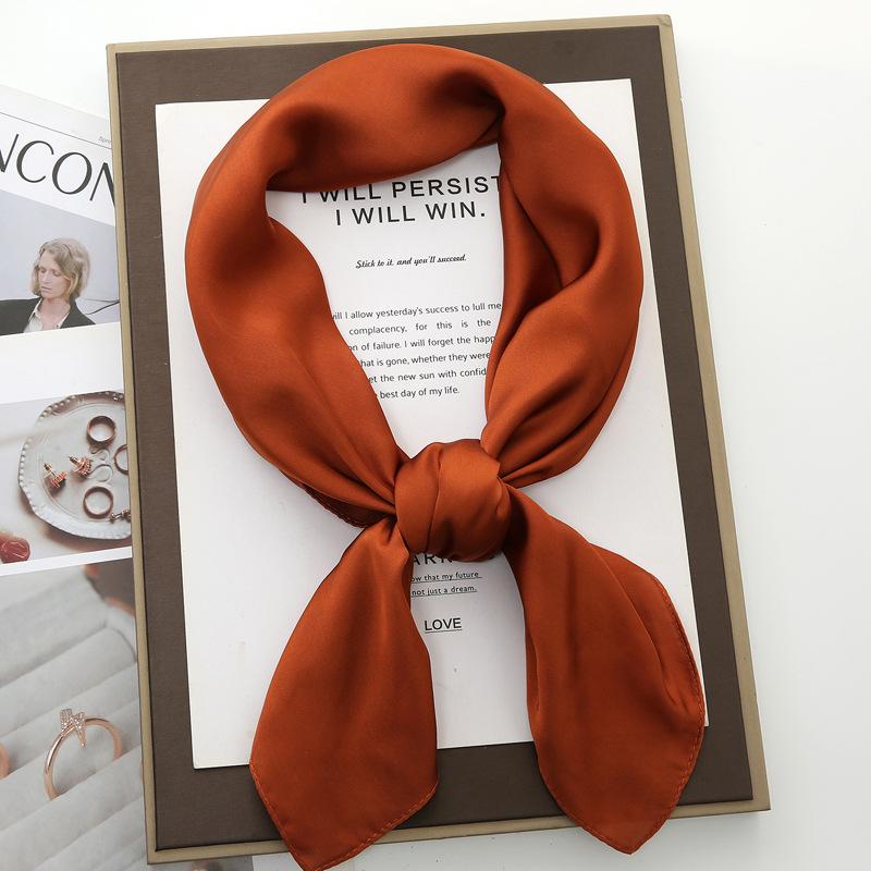 70cm Solid Color Small Square Scarf Women Trendy Versatile Neck Scarf Match Blazer Shirts Decorative Bandana