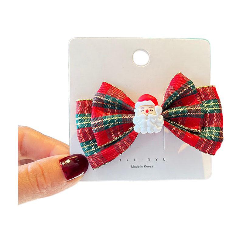 Korean Style Cartoon Christmas Hair Clips for Girls – Red Baby Bow and Bangs Accessories
