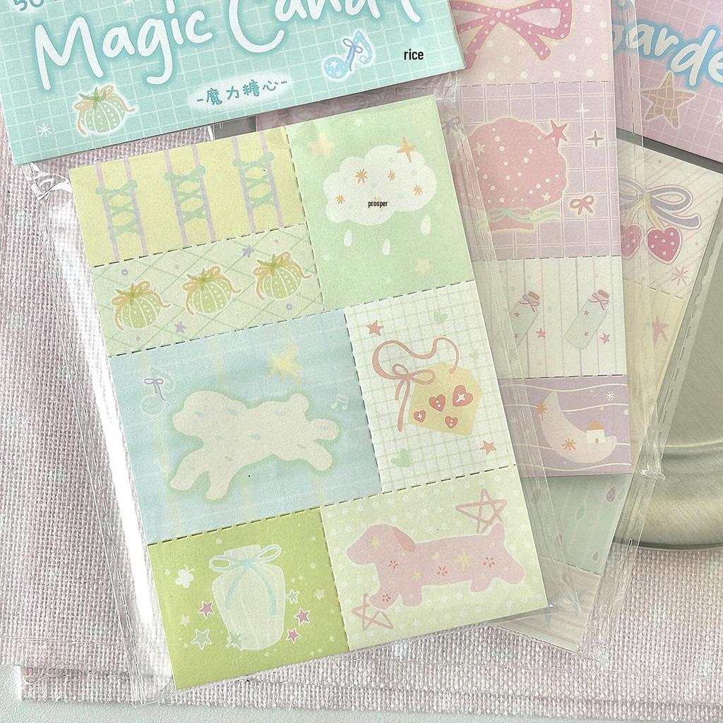 Patchwork Sticky Notes: Dreamy Town Memo Pad for Journal Decor