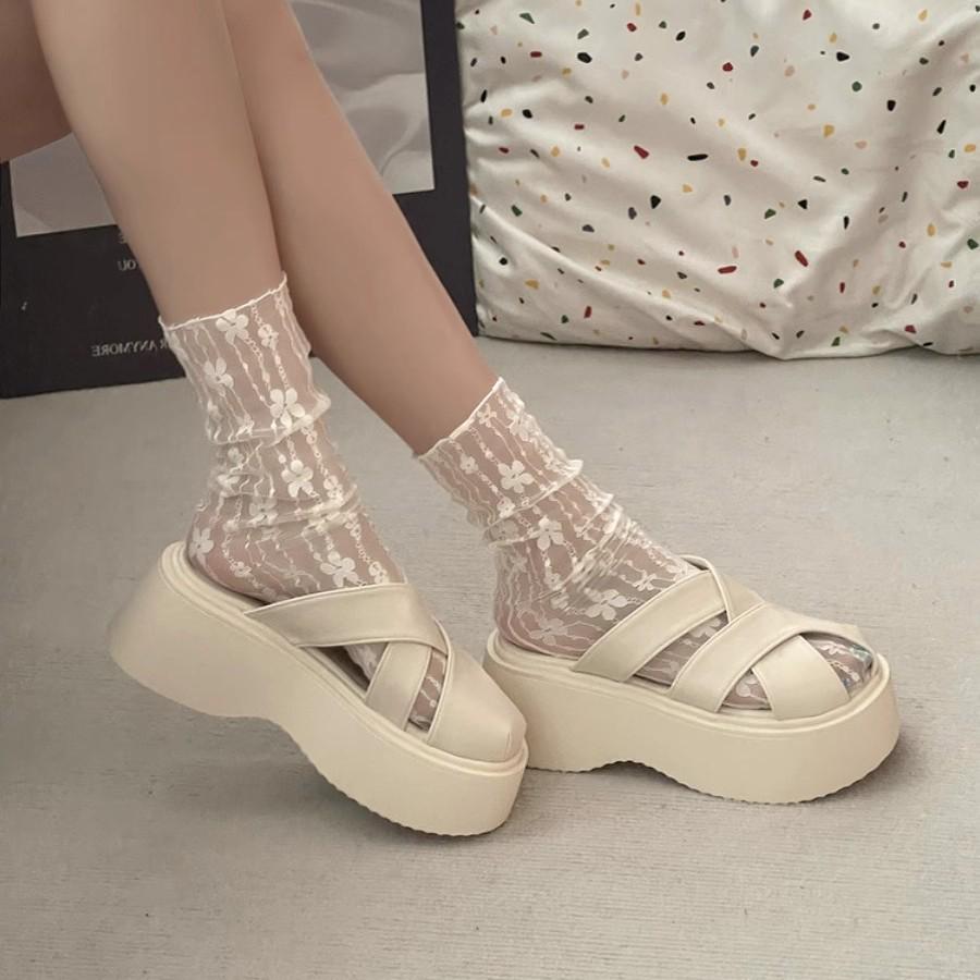 

Women s 2025 Summer Backless Woven Clogs with Thick Soles Size 36 серебряный