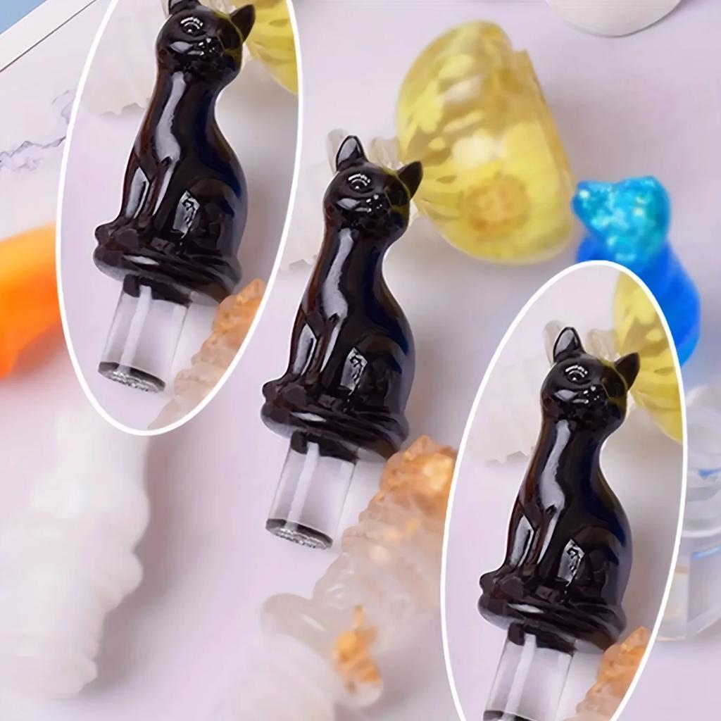 1 pc-Cat Wine Bottle Stopper Mold Crystal Drip Gel Red Wine Bottle Stopper Mold Cat Jewelry Set Silicone Mold