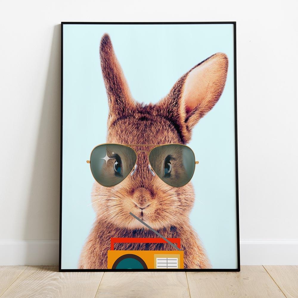 Modern Kids Room Decor Painting Childrens Wall Art Canvas Poster Bunny Prints Pictures Rabbit Lover Gift Nursery Decoration