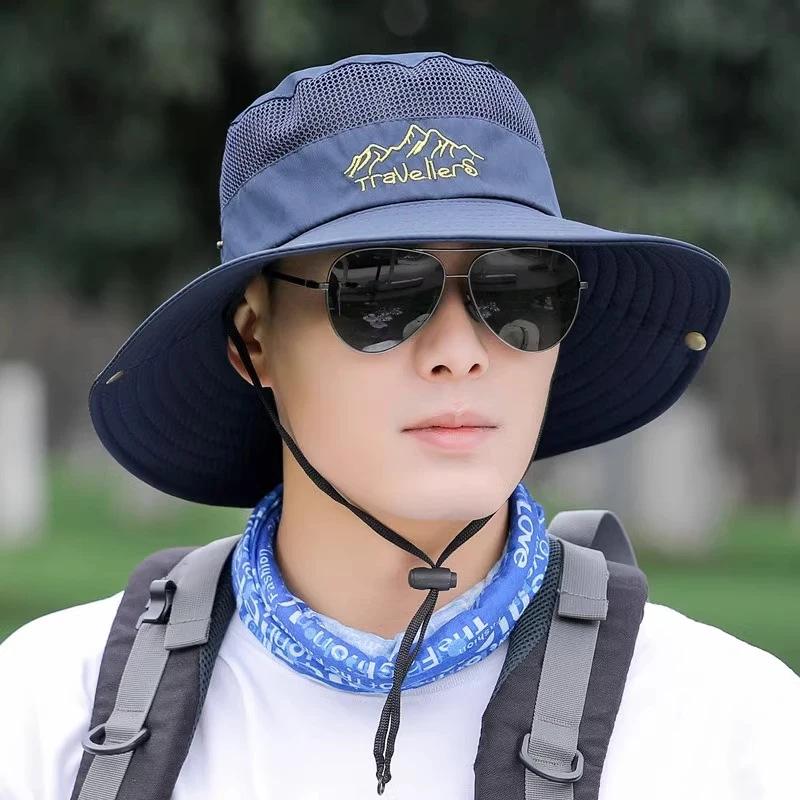 Men's Summer Sun Hat with Wide Brim, Breathable and Cool, Anti-UV Face Shield, Ideal for Outdoor and Fishing Activities.