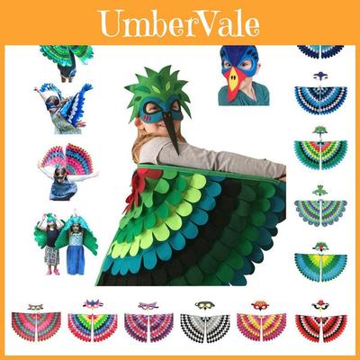 Felgekleurde vilten vogelvleugels met maskers voor kinderen, perfect voor Halloween en meer!