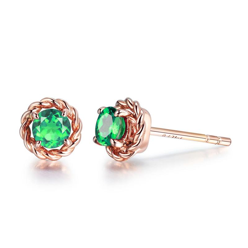 HuiSept Fashion Earrings 925 Silver Jewelry Ruby Amethyst Emerald Sapphire Gemstone Rose Gold Stud Earrings for Women Wedding