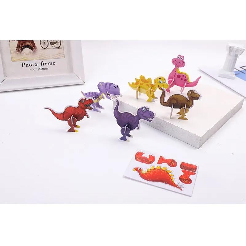 40Pcs Children Paper Dinosaur 3D Puzzle DIY Cute Cartoon Dinosaur Modeling Random Styles Animal Model Toy