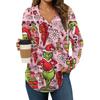 Women's Fashion Hoodies V Neck Long Sleeve Christmas Printed Drawstring Casual Loose Pullover Tops