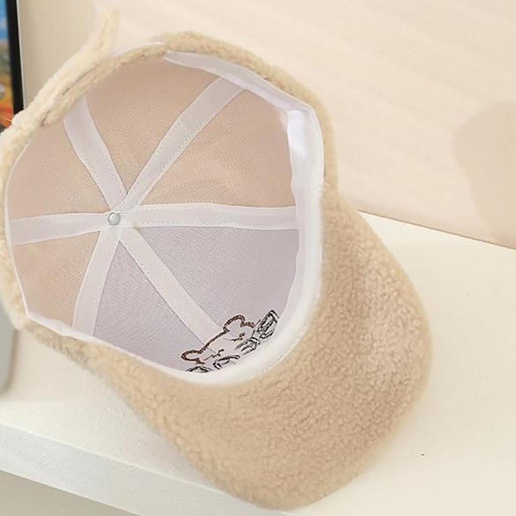 Cute Bear Embroidered Kids Baseball Cap Autumn Winter Lamb Fleece Baby Boy Girl Duck Tongue Caps For Children Warm Peaked Hat