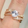 Cute Female White Zircon Stone Ring Gold Color Engagement Charm Wedding Jewelry For Women