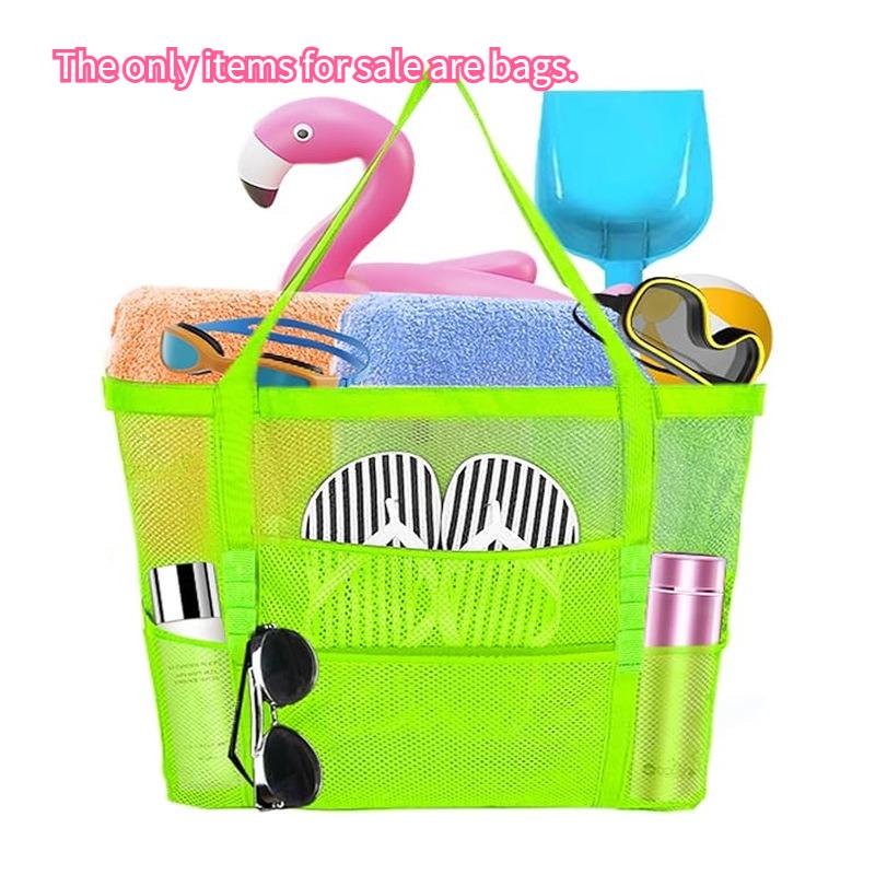 Large Capacity Mesh Beach Tote Bag for Swimming, Shower, Fitness & Travel, Foldable Grocery Zipper Bag, Summer Beach Essential