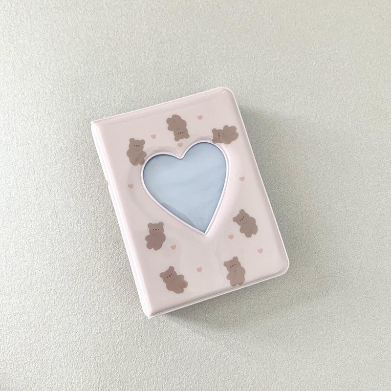 3-calowy mini album ze zdjęciami, słodki, kreskówkowy album z niedźwiedziem, serce miłosne, pusty Kpop, uchwyt na karty ze zdjęciami, Idol Star Chasing Binder, zbierz książkę