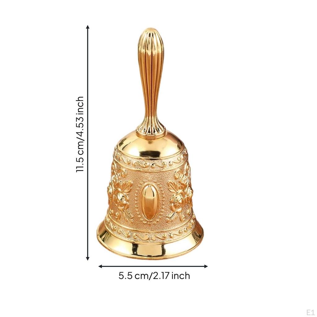 Metal Hand Bell Decorative with Handle VintageRetroThemed for Receptionists, Hosts,