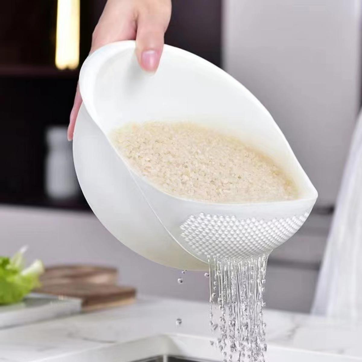 Multifunctional Rice Washing Sieve & Rinsing Colander - Plastic Fruit Basket белый