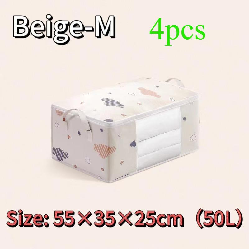 Large Capacity Non-Woven Fabric Moving Storage Bag with Handles Cloud Cotton Quilt Organizer Horizontal Style for Home Use