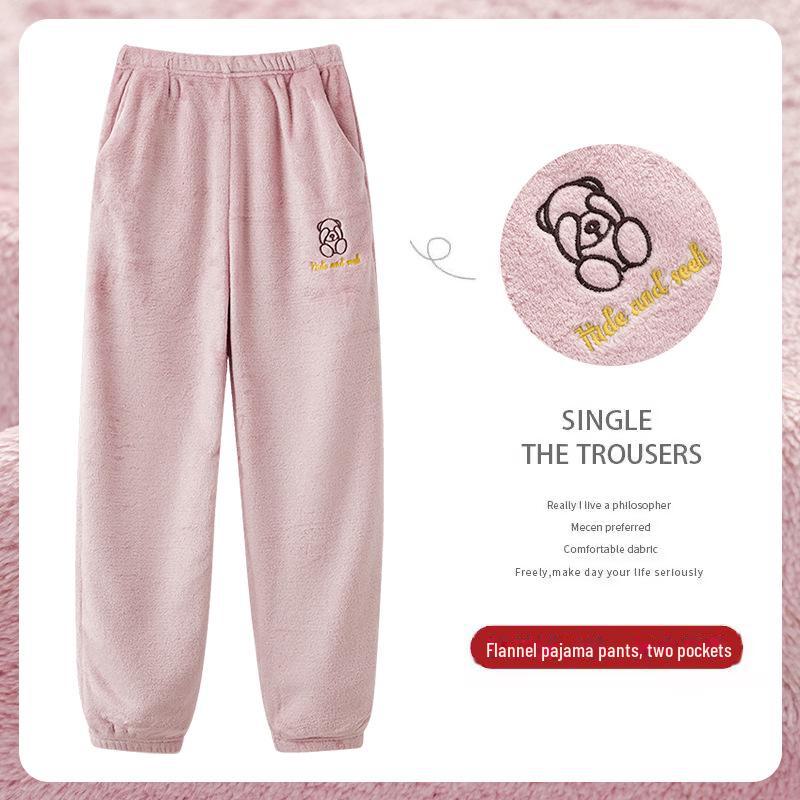 Women's Winter Plush Warm Pajama Pants - Loose, Thickened, Cozy Trousers