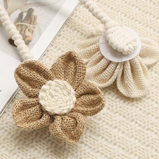 Handmade Crochet Flower Curtain Tieback, No Drilling Window Curtain Holders Ties Backs, Decorative Drape Curtain Holdbacks for Home Bedroom