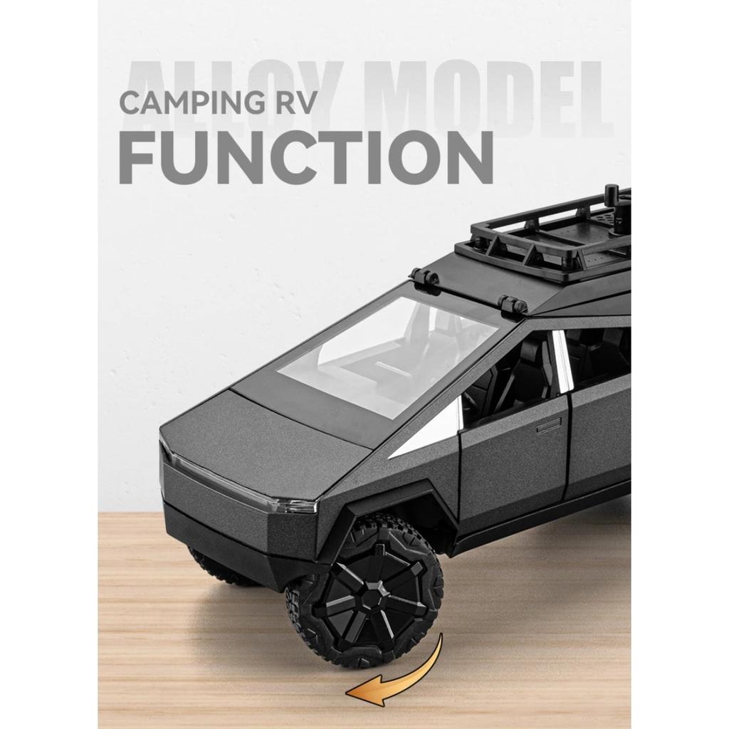 1/24 Tesla Cybertruck Camping RV Alloy Die Cast Toy Car Model Sound and Light Children's Toy Collectibles Birthday Gift