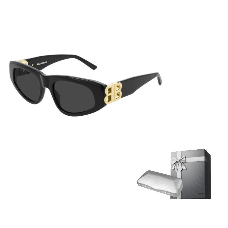 Balenciaga Stylish Cat Eye Oval Sunglasses Women Sunglasses Black Gold BB-0095S-001