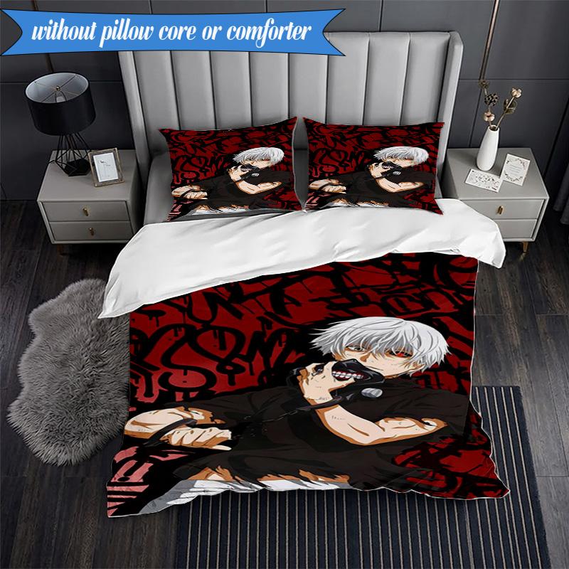 Tokyo anime Artwork 3pcs K-pop music group Bedding set,Ideal for Bedroom, Dormitory,Including Duvet Cover And 2pcs Pillowcases,Fan gifts