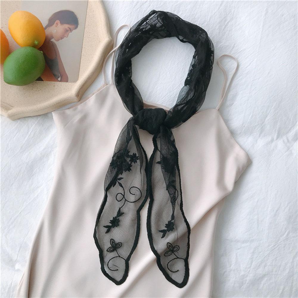 Embroidered Flower Lace Triangle Scarf Small Shawl Crochet Neck Scarf DIY Hats Head Scarf Headwraps Bandana Hijab Neckerchief
