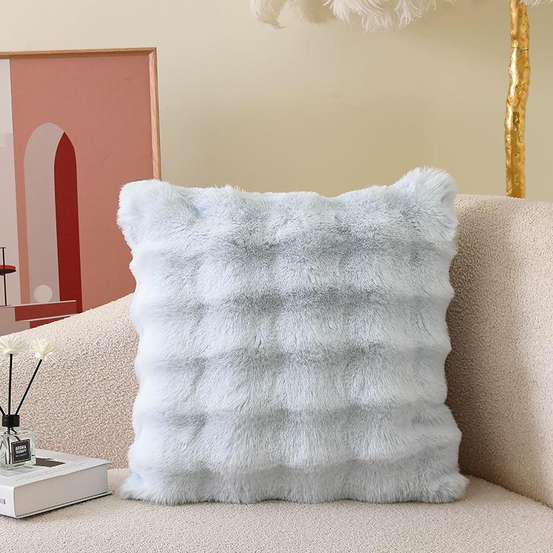 Faux Rabbit Fur Bubble Plush Cushion Cover Soft Fluffy Skin Friendly Decorative Square Rectangular Pillow Case for Sofa Couch Bedroom Home Decor