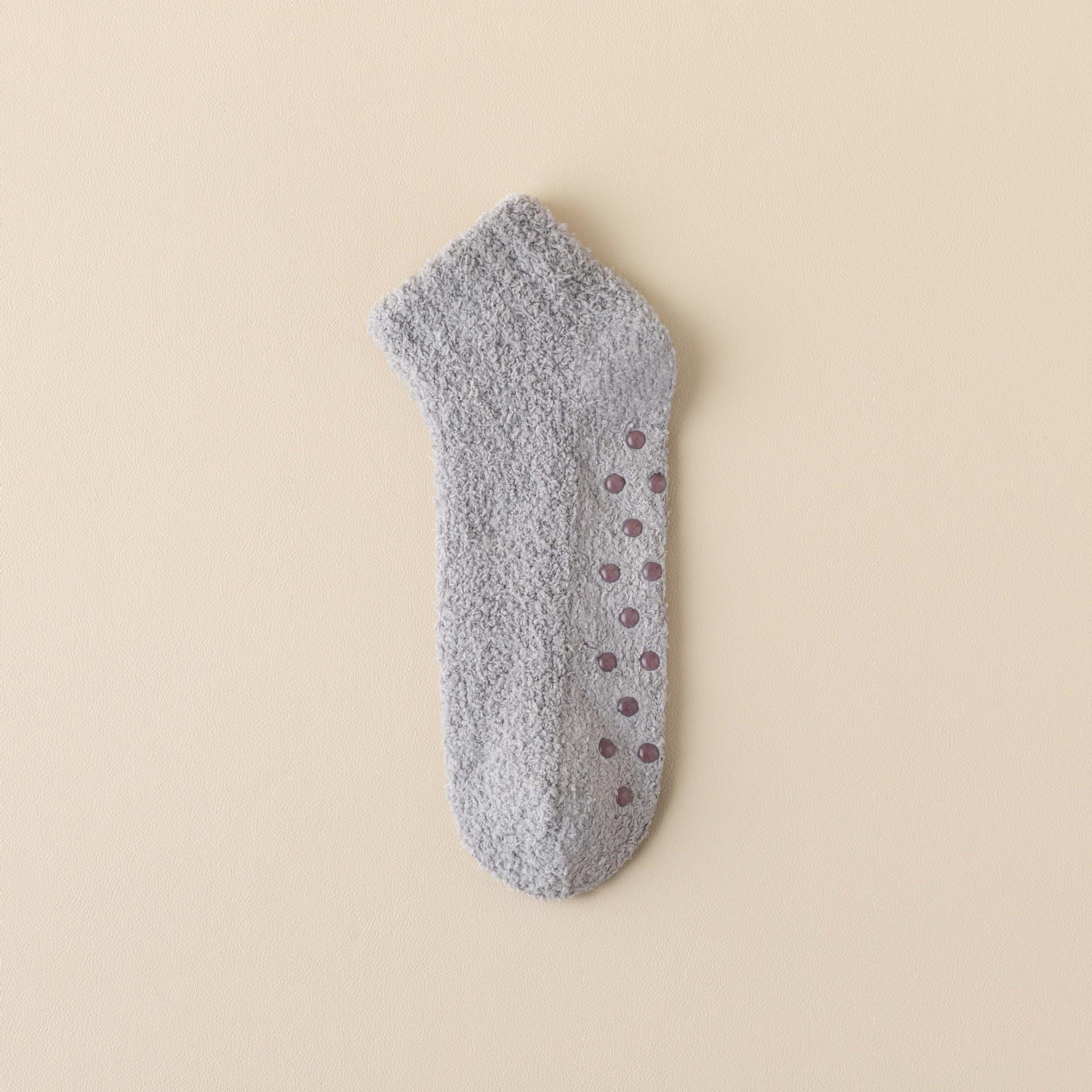 

Женские зимние толстые теплые нескользящие носки средней длины из кораллового флиса One Size серый