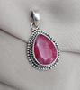 Handmade Ruby Pendant: Pear-Shaped 925 Sterling Silver Necklace