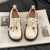 Fashion Mary Jane shoes platform heightening small leather shoes autumn and winter lace-up bag head single shoes comfortable and not tired feet lo