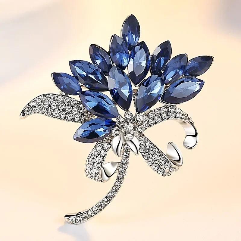 

Temperament Fashion Purple Crystal Flower Brooches for Women Luxury Shiny Full of Zircon Pins Suit Jewelry Party Accessory Gift