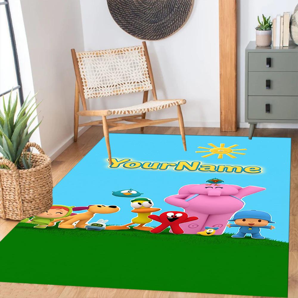 Alfombra Personalizable con Nombre de Pocoyó Adecuada para Exteriores Dormitorio Entrada Pasillo Alfombra Antideslizante Decorar Oficinas Regalo para Festivales