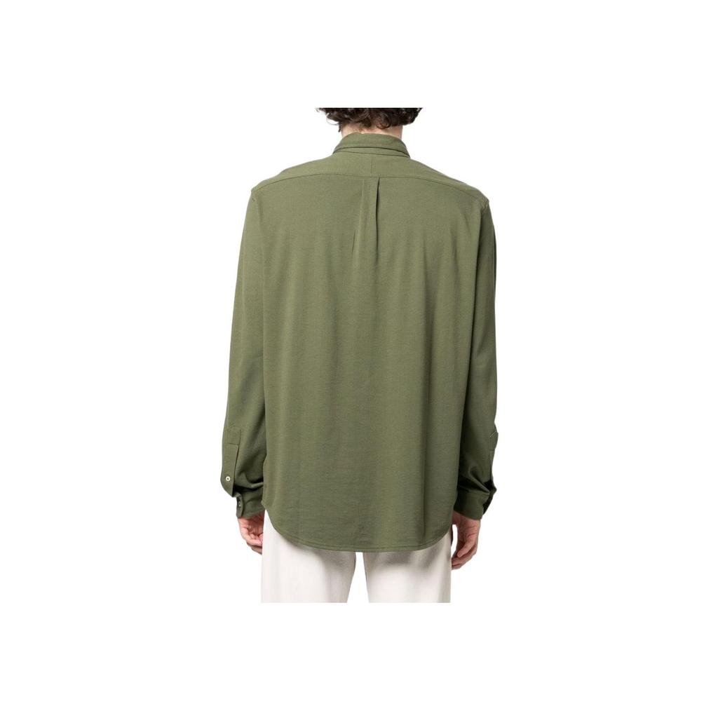 Polo Ralph Lauren FW22 Solid Logo Embroidered Single-Breasted Long Sleeve Shirt Men shirts Green 710654408-092