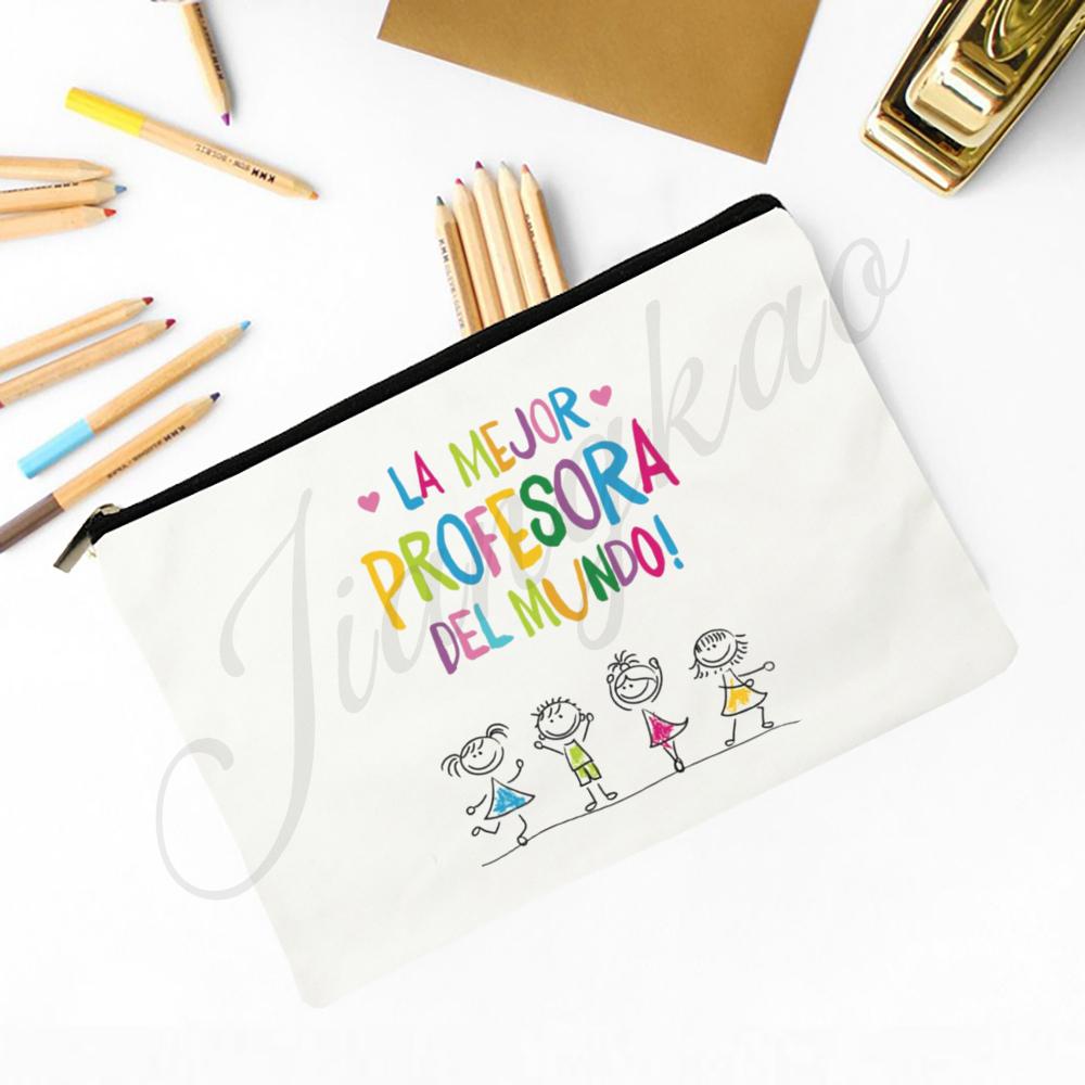 Behind Every Happy Child There Is A Great Teacher Printed Pencil Bag Feamle Makeup Bag Travel Toiletries Bags Gift for Teachers