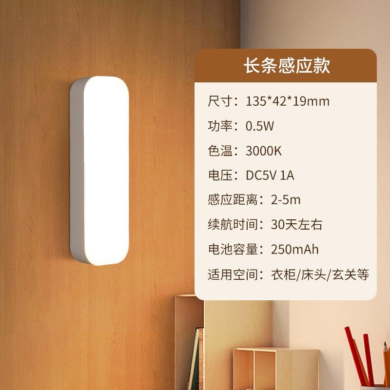 USB Human Body Intelligent Sensing Night Light Long Strip Night Light Home Corridor Passageways Lights Up At Night