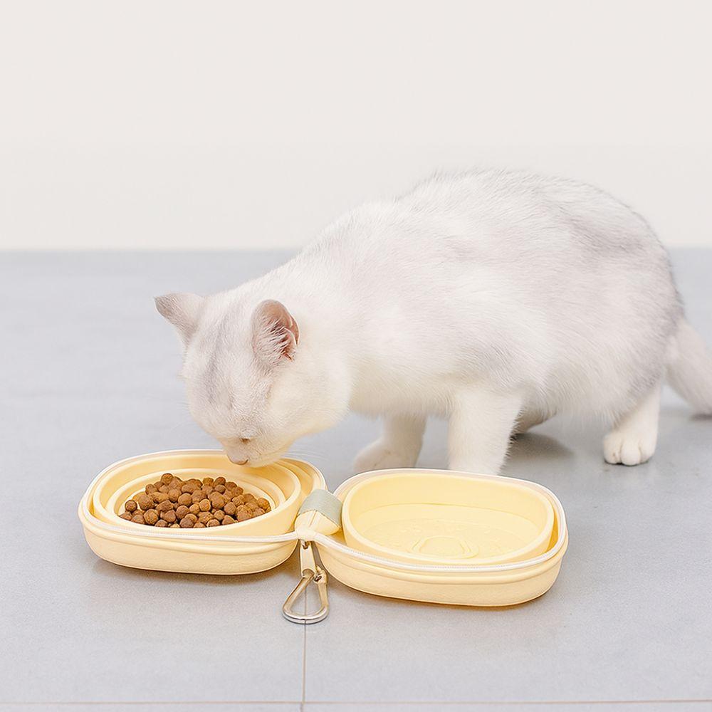 

Collapsible Cat Silicone Folding Bowl Integrated Type Pet Outdoor Drinking Bowl Feeding Drinking зелений