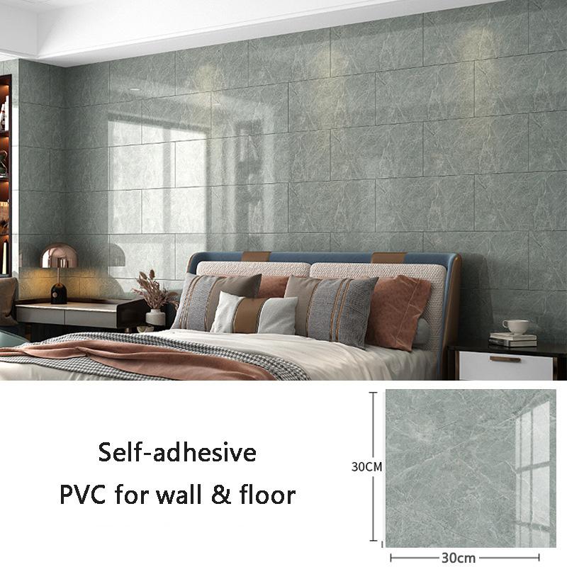 10pcs Wall Sticker PVC Imitation Ceramic Tile Wallpaper Waterproof Kitchen Bathroom Imitation Marble Renovation Background Decor