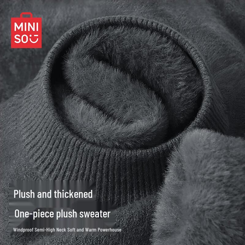 MINISO Men's Thermal Lined Mock Neck Knit Pullover