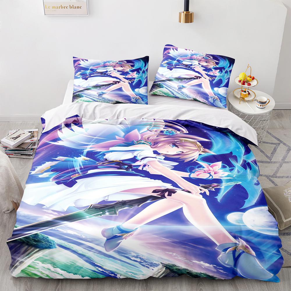 Kawaii Girl Bedding Set Single Twin Full Queen King Size Anime Girl Bed Set Aldult Kid Bedroom Duvetcover Sets 3D Pr Twin S