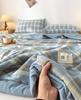 Summer Cotton Air Condition Quilt Lightweight Thin Stripe Breathable Comforter For Home Hotel Bed Travel