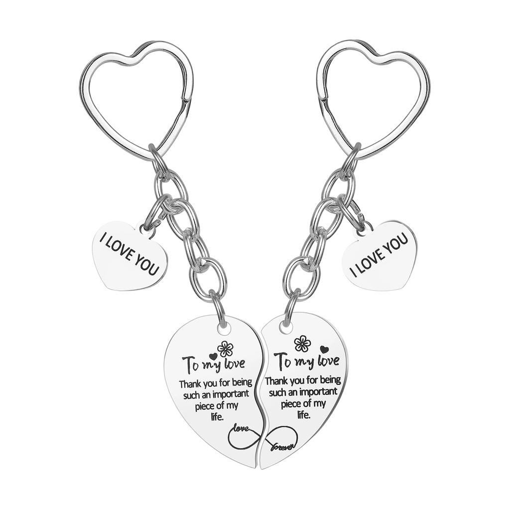 2pcs Heart Haped Keychain Set, Perfect For Anniversaries Or As A Gift For Your Boyfriend Or Girlfriend.