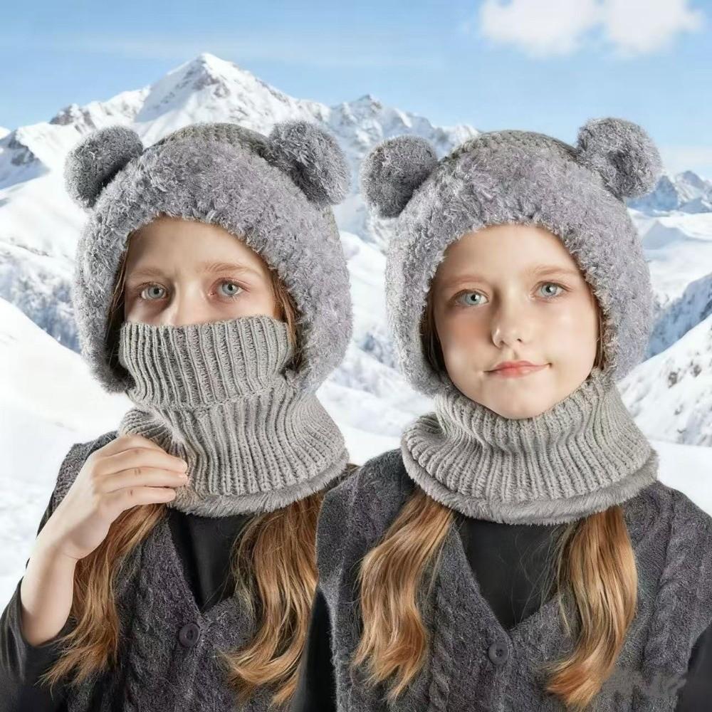 Winter Sturmhaube Mütze Gestrickte Ohrenschutzmaske Kinder Halswärme Abdeckung Mütze Mädchen Kapuzenmütze