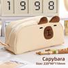 Cute Black Cat Plush Embroidery Pen Case Large Capacity Stationery Storage For Students