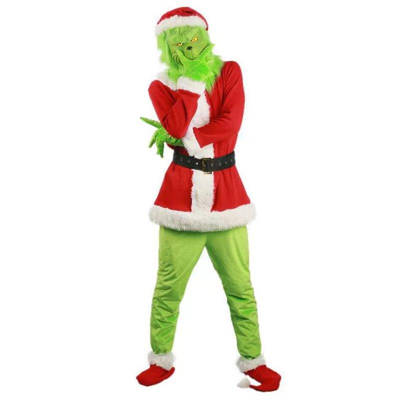Christmas cosplay clothes Santa Claus Grinch Green Hair Grinch party costume